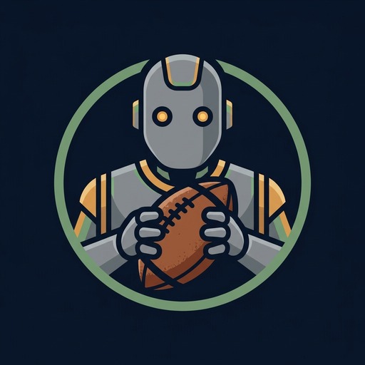 Marvin, a weary android holding a football